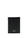 Tom Ford Black Card Holder With Embossed Logo Lettering On The Front In Grained Leather Man In Black