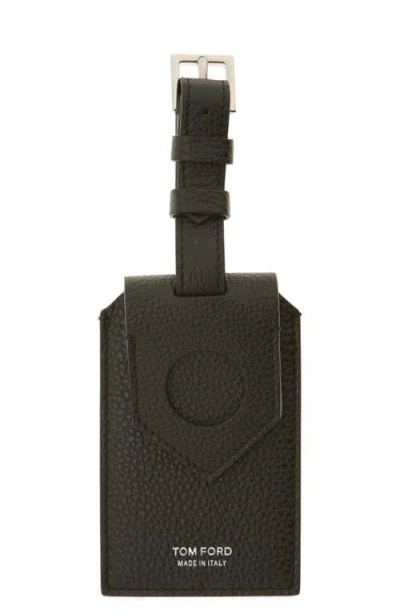 Tom Ford Soft Grained Leather Luggage Tag In 1n001 Black