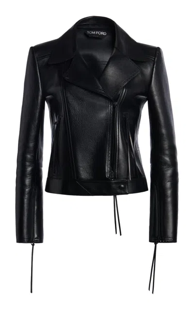 Tom Ford Soft Nappa Lambskin Biker Jacket In Black
