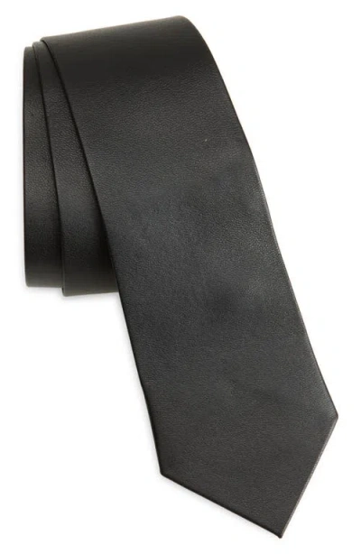 Tom Ford Soft Plongé Lambskin Leather Tie In Black