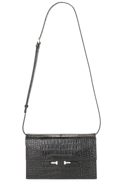 Tom Ford Soft Printed Croc Mini Bag In Black