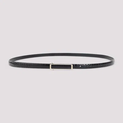 Tom Ford Soft Printed Croco Mini Belt In Black