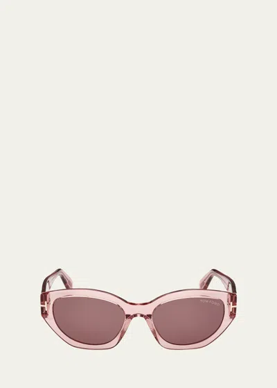 Tom Ford Solange-02 Acetate Butterfly Sunglasses In Shiny Fuscia