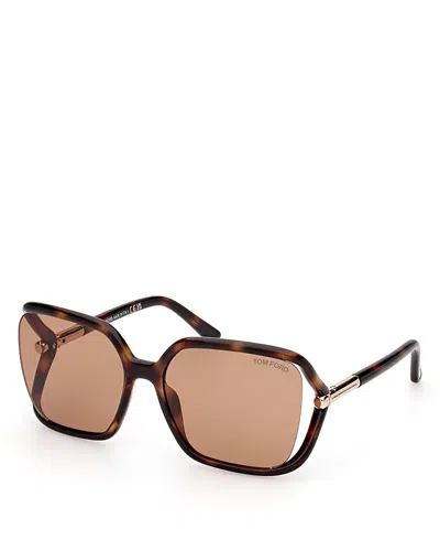 Tom Ford Solange Butterfly Sunglasses, 60mm In Havana/brown Solid
