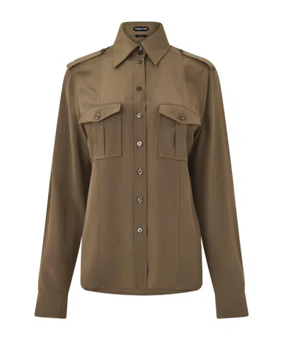 Tom Ford Solid Color Classic Versatile Shirt In Brown