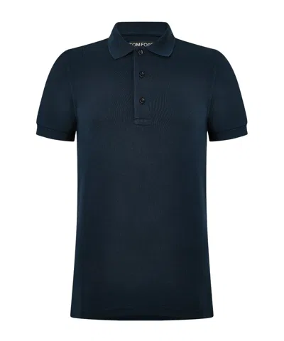 Tom Ford Solid Color Polo Shirt In Blue