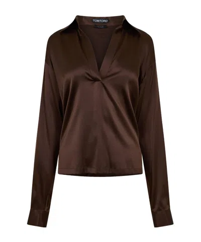 Tom Ford Solid Color Shirt In Brown