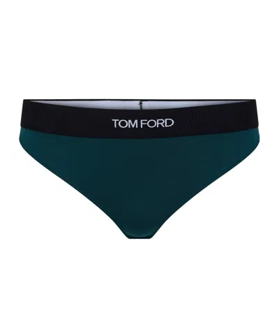 Tom Ford Solid Color Signature Thong In Green