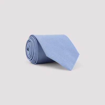 Tom Ford Silk Tie With Subtle Ribbed Texture In Blue