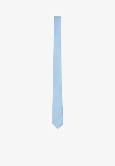 Tom Ford Solid Silk Tie Slim Textured Design In Blue