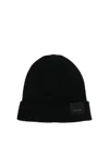 Tom Ford Mens Black Logo-patch Ribbed Cashmere-knit Beanie Hat