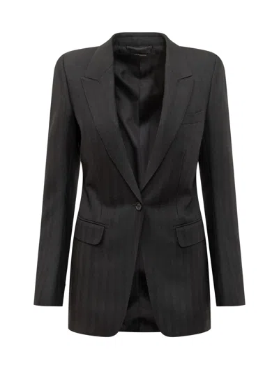 Tom Ford Sophisticated Wool Blazer With Unique Button Design In Black