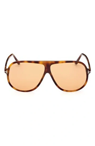 Tom Ford Spencer-02 62mm Oversize Aviator Sunglasses In Blonde Havana/brown