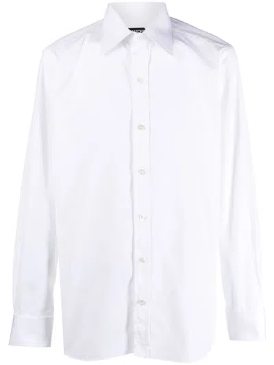 Tom Ford Spread-collar Cotton Shirt In Optic White