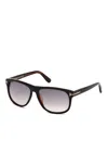Tom Ford Square 58mm Sunglasses In Sblk/smkg