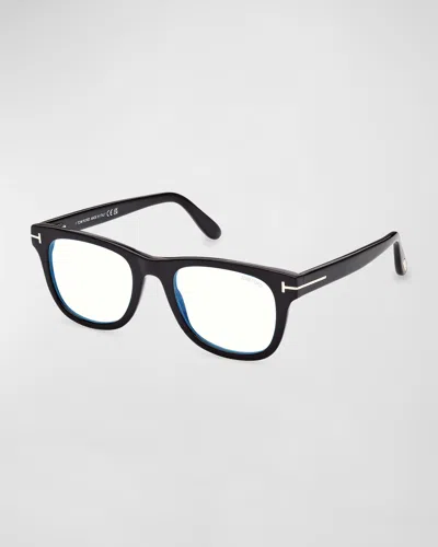 Tom Ford Square Blue Light-blocking Optical Glasses In Black