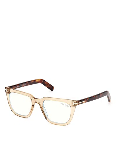 Tom Ford Square Blue Light Glasses, 50mm In Tan