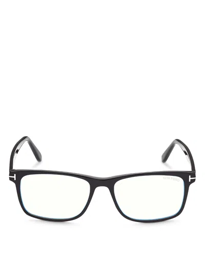Tom Ford Blue Light Block Square Mens Eyeglasses Ft5758-b 001 54 In Black / Blue / Rose