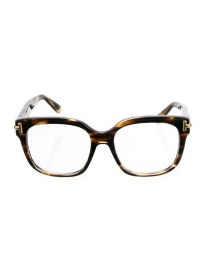 Pre-owned Tom Ford Square Eyeglasses In Black/brown