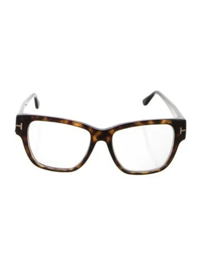 Pre-owned Tom Ford Square Eyeglasses In Brown