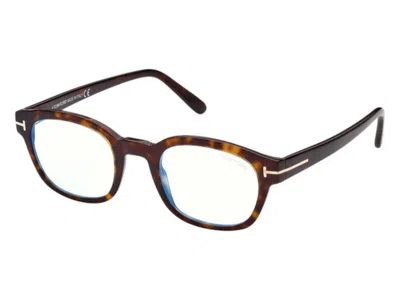 Pre-owned Tom Ford Square Eyeglasses In Havana (ft5808/b 052)