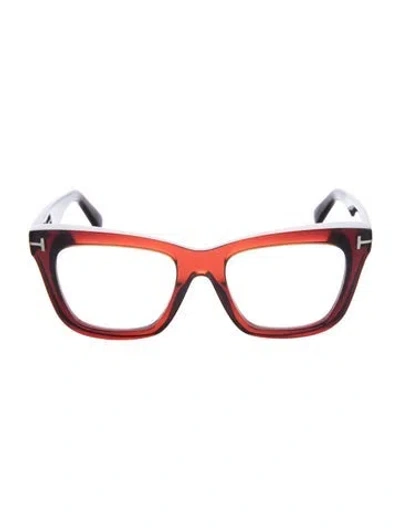 Pre-owned Tom Ford Square Eyeglasses In Red