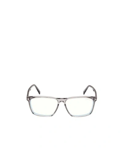 Tom Ford Square Flat Mirror In Grey/t Logo/blue Block