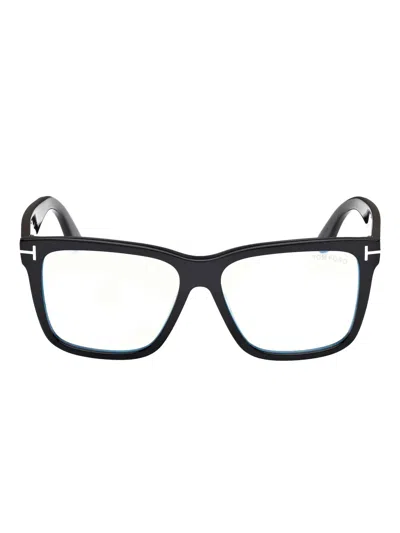 Tom Ford Square-frame Clip-on Glasses In Black