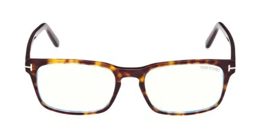 Tom Ford Square Frame Glasses In Havana Eco/t Logo