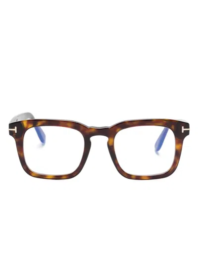 Tom Ford Brille Mit Eckigem Gestell In Braun