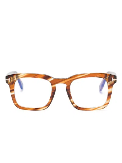 Tom Ford Brille Mit Eckigem Gestell In Braun