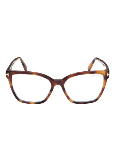 Tom Ford Brille Mit Eckigem Gestell In Brown