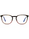 Tom Ford Blue Block Square-frame Glasses In Brown