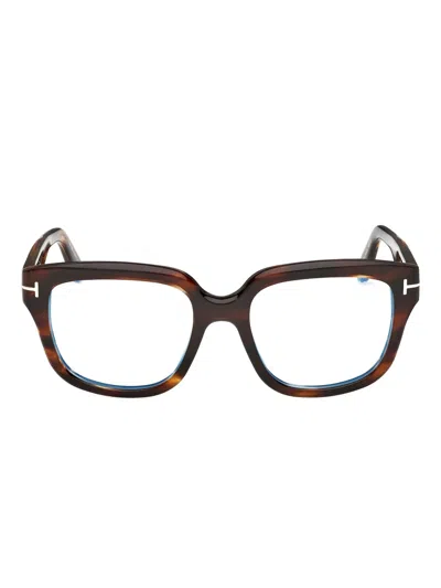 Tom Ford Square-frame Logo-detail Glasses In Brown