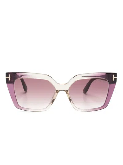 Tom Ford Square-frame Ombré-effect Sunglasses In Purple