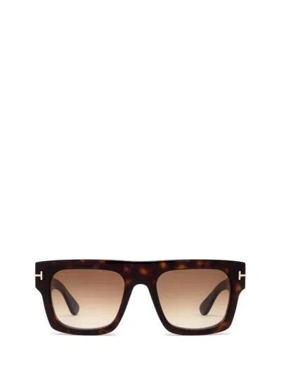Tom Ford Square Frame Sunglasses In 5352f - Avana Scura / Marrone Grad
