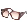 Tom Ford Square Full Rim, With A Dark Brown Frame And Mirror Brown Lens.