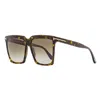 Tom Ford Square Full Rim, With A Dark Havana Frame And Brown Gradient Polarized Lens. In Brown