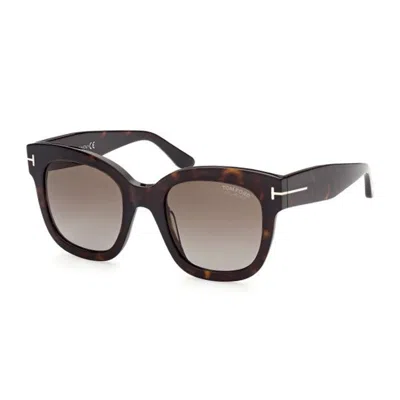 Tom Ford Square Full Rim, With A Dark Havana Frame And Brown Gradient Polarized Lens.