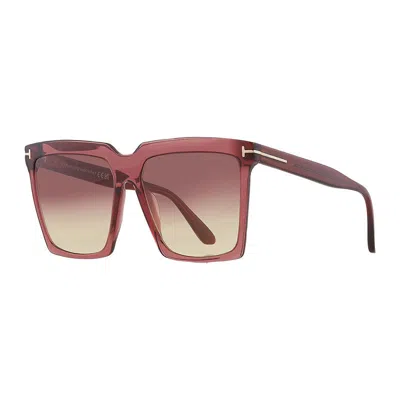 Tom Ford Square Full Rim, With A Dark Havana Frame And Brown Gradient Polarized Lens. In Red