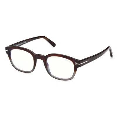 Tom Ford Square Full Rim, With A Dark Havana Frame And Clear Demo Lenses Lens. In Brown
