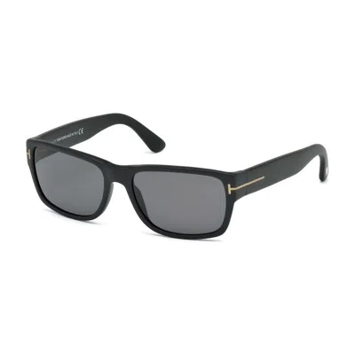 Tom Ford Square Full Rim, With A Shiny Black Frame And Green Lens.