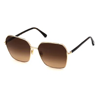 Tom Ford Square Full Rim, With A Shiny Bordeaux Frame And Gradient Brown Lens.