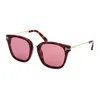 Tom Ford Square Full Rim, With A Shiny Dark Havana Frame And Pink Lens. In Brown