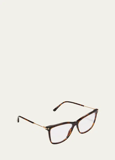 Tom Ford 56mm Cat Eye Blue Light Blocking Optical Glasses In Brown