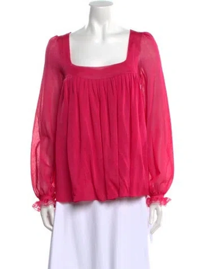 Pre-owned Tom Ford Square Neckline Long Sleeve Blouse In Pink