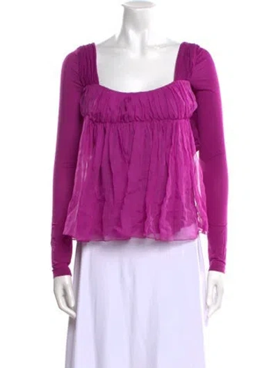 Pre-owned Tom Ford Square Neckline Long Sleeve Blouse In Purple