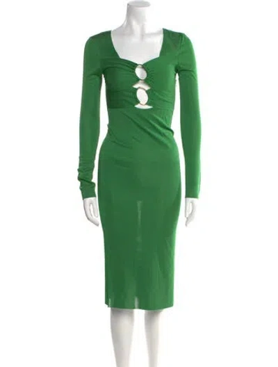 Pre-owned Tom Ford Square Neckline Midi Length Dress In Green