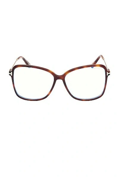 Tom Ford Square Optical Eyeglasses In Shiny Blonde Havana & Shiny Rose Gold