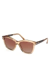 Tom Ford Square Plastic Sunglasses, 54mm In Brown/brown Gradient